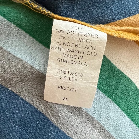 Andree by Unit Blouse Womens Multicolor Striped Tie Front Short Sleeve Size 2XL - Picture 6 of 11